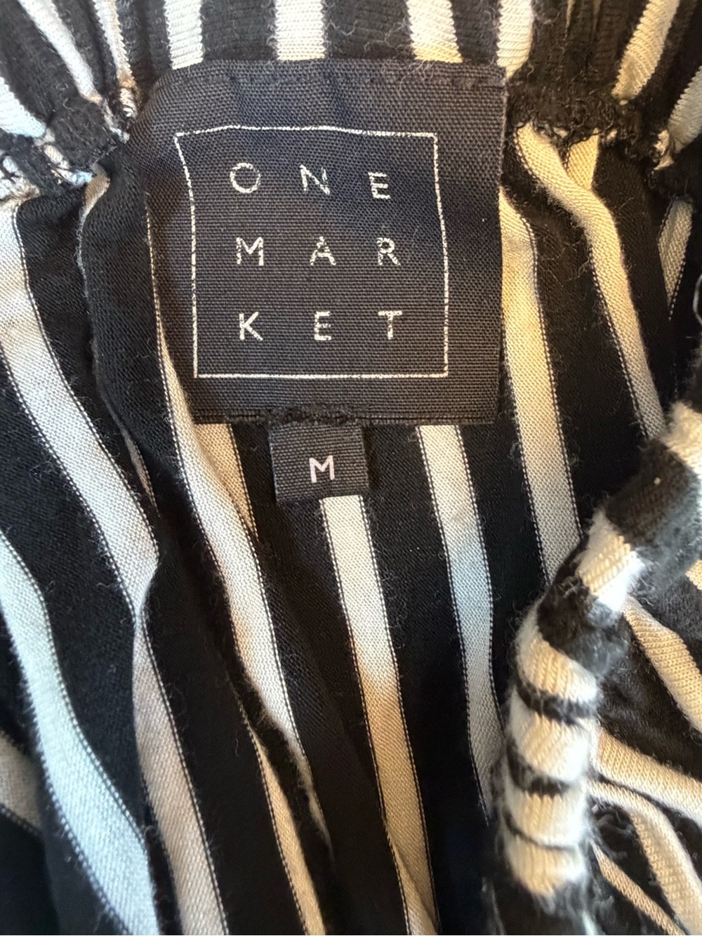 Off-Shoulder Black and White Stripe Maxi Dress - Picture 8 of 9